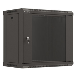 Armario lanberg mural rack 19 pulgadas 9u 540x350 flat pack negro puerta cristal