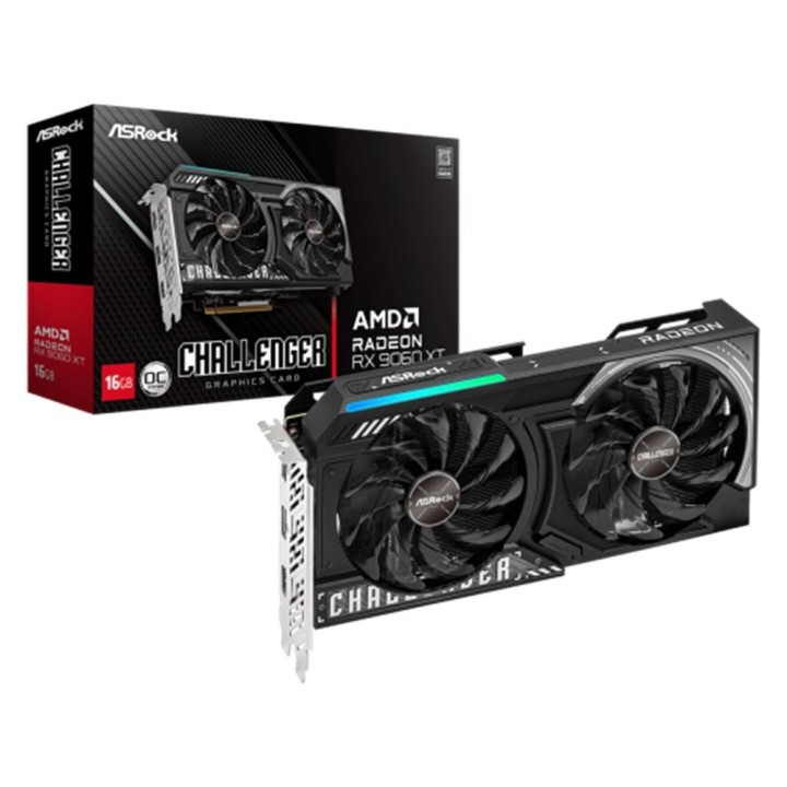Tarjeta grafica asrock radeon rx 9060 xt challenger 16gb oc gddr6 - 2x dp - 2x hdmi pci express 5.0
