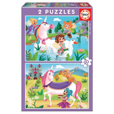 Puzzle Unicornios y Hadas 2x20pzs