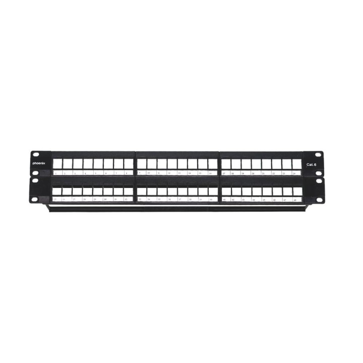 Phoenix patch panel vacio para rack de 48 puertos categoria 6 1u