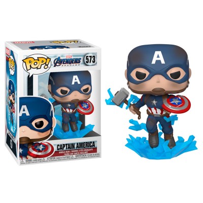 Figura POP Marvel Avengers Endgame Captain America with Broken Shield & Mjolnir