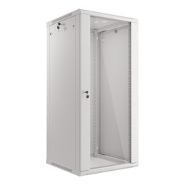 Armario lanberg mural rack 19 pulgadas 27u - 600x600 flat pack puerta cristal gris