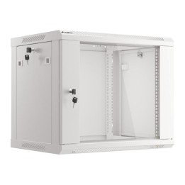 Armario lanberg mural rack 19 pulgadas 9u - 600x450 flat pack v2 puerta cristal gris