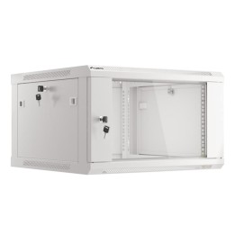 Armario lanberg mural rack 19 pulgadas 6u - 600x600 flat pack puerta cristal gris