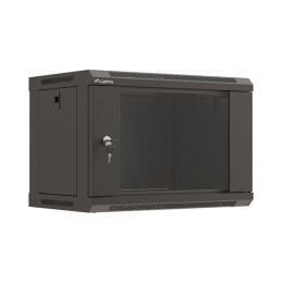 Armario lanberg mural rack 19 pulgadas 6u - 540x350 flat pack negro puerta cristal
