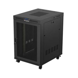 Armario lanberg rack 19 pulgadas 22u - 800x1000 flat pack puerta perforada con lcd negro