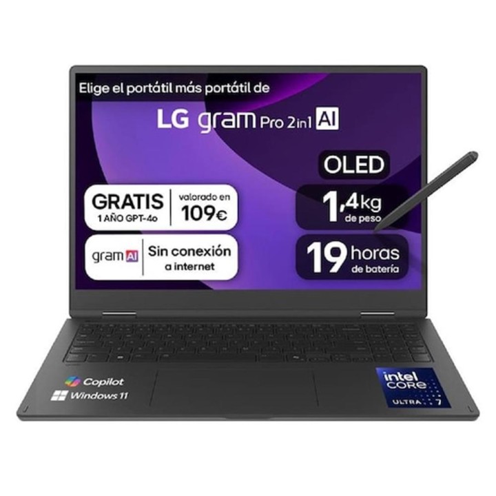 Portatil lg gram pro 16t90tp - k u7 - 255h - 32gb - ssd 1tb - 16 pulgadas - w11h
