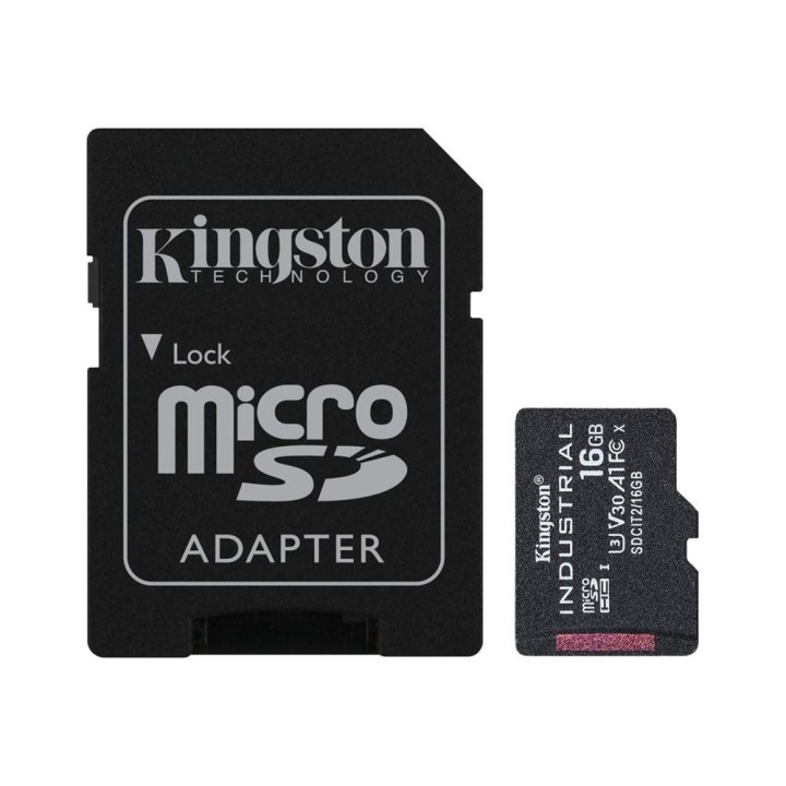 Tarjeta memoria micro sdhc 16gb kingston industrial uhs - i u3 cl10 + adaptador