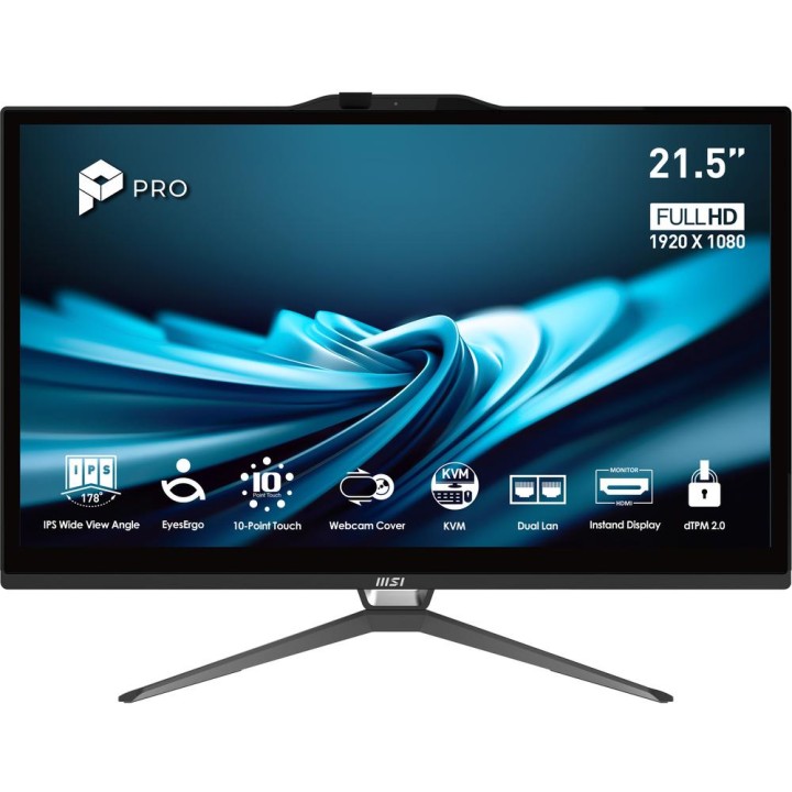 Ordenador all in one msi pro ap222t - 622eu g7400 - 8gb - ssd 128gb - 21.5 pulgadas fhd - w11p - tactil - negro