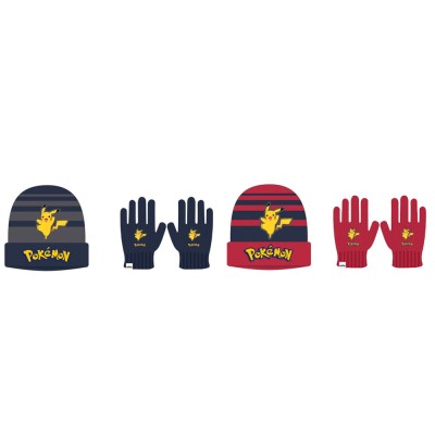 Set gorro y guantes Pikachu Pokemon infantil surtido