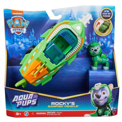 Blister 2 figuras Rocky Vehiculos Aqua Pups Patrulla Canina Paw Patrol