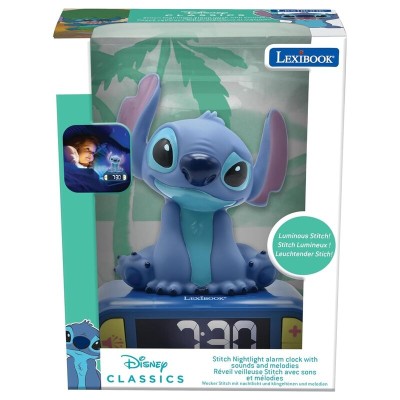 Despertador 3D digital Stitch Disney luz y sonido