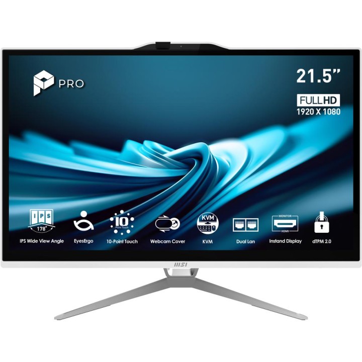 Ordenador all in one msi pro ap222t - 614eu i3 - 14100 - 8gb - ssd 512gb - 21.5 pulgadas fhd - w11h - tactil blanco
