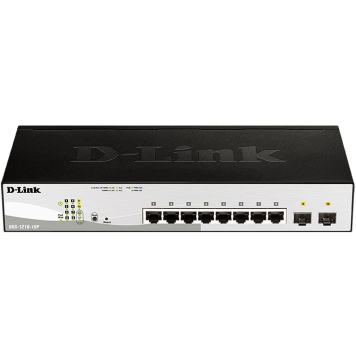 Switch d - link 8 puertos 10 - 100 - 1000 poe gestionable +2 ptos sfp layer2 smartiii