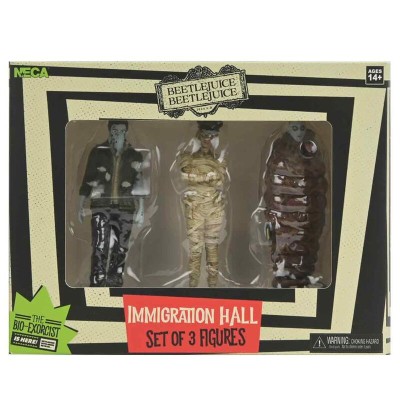 Set 3 figuras Mummified Immigration Officer, Richard &38 Anaconda Immigration Hall Beetlejuice Beetlejuice 10cm