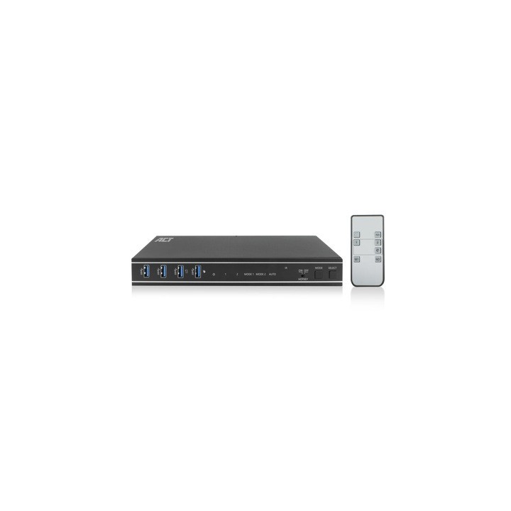 Conmutador kvm act connectivity 2 puertos usb 3.2 - hdmi - dual 4k - 2pc