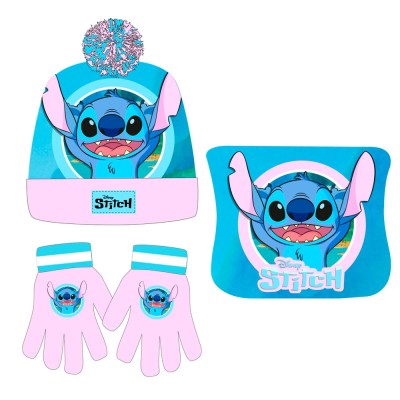 Conjunto gorro guantes braga cuello Stitch Disney