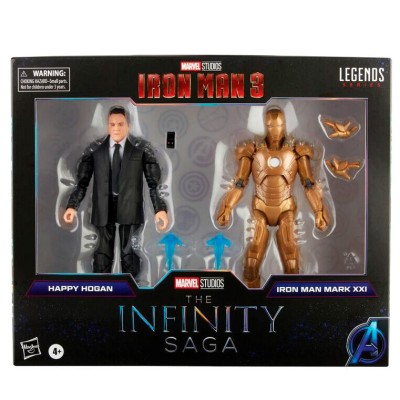 Set 2 figuras Happy Hogan and Iron Man Mark XXI Iron Man 3 The Infinity Saga Marvel 15cm