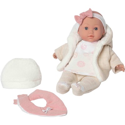 Muñeca bebe Lara lloron babero y gorro