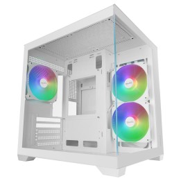 Caja ordenador mars gaming mc - view3w matx argb cristal templado blanca