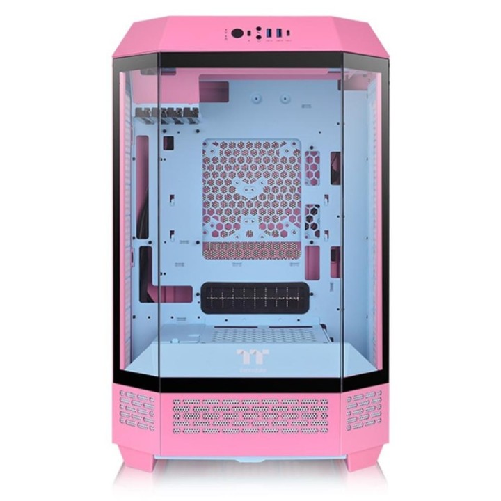 Caja ordenador gaming thermaltake the tower t300 matx cristal templado rosa