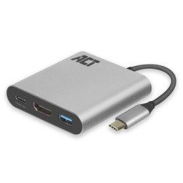Adaptador act connectivity usb - c a hdmi - usb a - usb - c pd