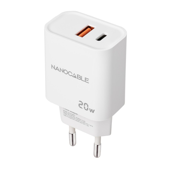 Cargador nanocable usb - c pd + usb - a