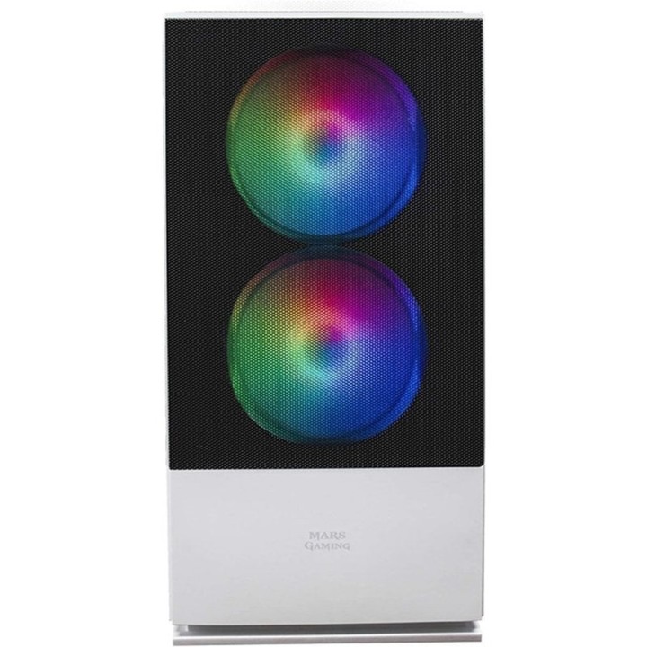 Caja ordenador mars gaming mcz premium micro atx 1 x usb 3.0 2 x usb 2.0 2 x 120mm frgb blanco