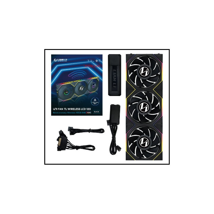 Ventilador caja gaming lian li unifan tl - lcd inalambrico argb 3x 120mm negro