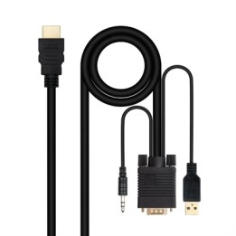 Cable conversor nanocable hdmi a vga+audio+usb - 1.8 m - negro