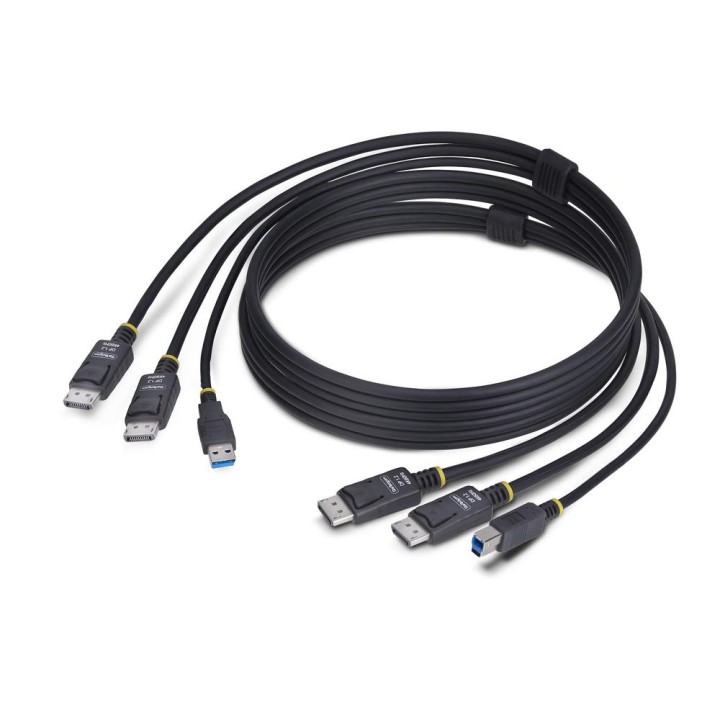 Cable 2x displayport - usb tipo a a 2x displayport - usb tipo b startech 1.8m - macho - macho - negro