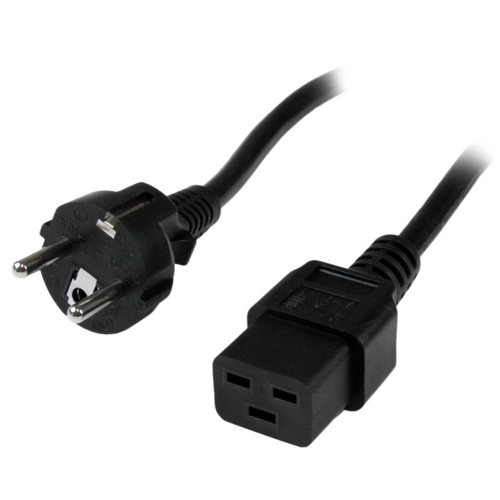 Cable schuko a c19 startech 2m - macho - hembra - negro