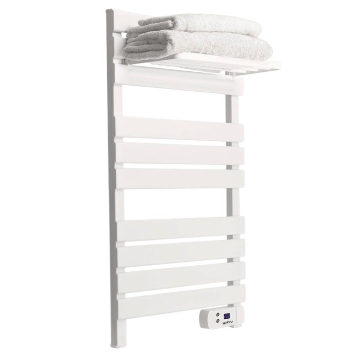Yoevu - kit radiador toallero 500 | 1500 w mas repisa extra con ganchos - color blanco