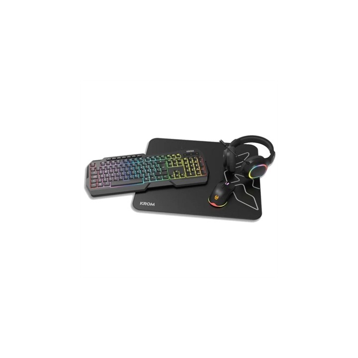Kit gaming krom kenta pc 4 en 1 rgb negro