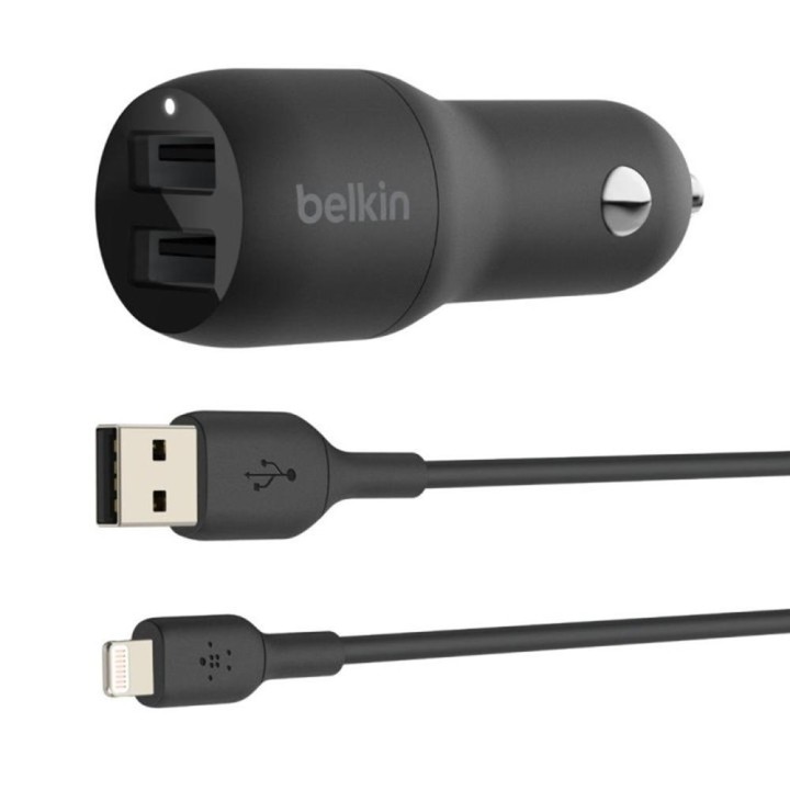 Cargador coche belkin ccd001bt1mbk 24w 2x