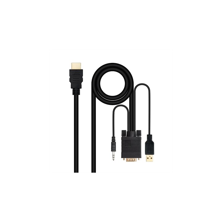 Cable conversor nanocable hdmi a vga+audio+usb - 1.8 m - negro