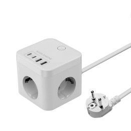 Cargador de pared mars gaming md - cube35w 35w 3x schuko 2x usb tipo c 2x usb tipo a blanco