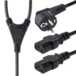 Cable schuko a 2x c13 startech 2m - macho - hembra - negro