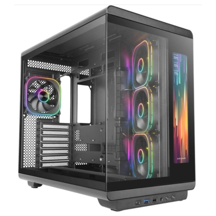 Caja ordenador mars gaming mc - revmax atx argb lcd 11.8 pulgadas cristal templado negra
