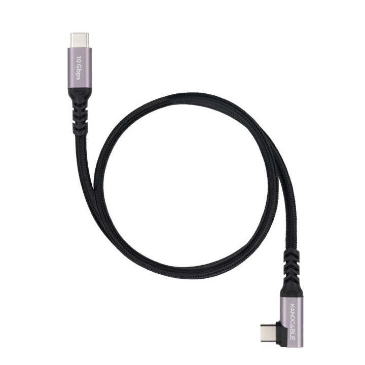 Cable nanocable usb - c 3.2 gen2 acodado 100w 1m