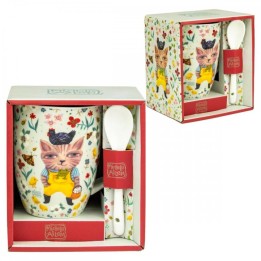 Taza con cuchara enesco el gato