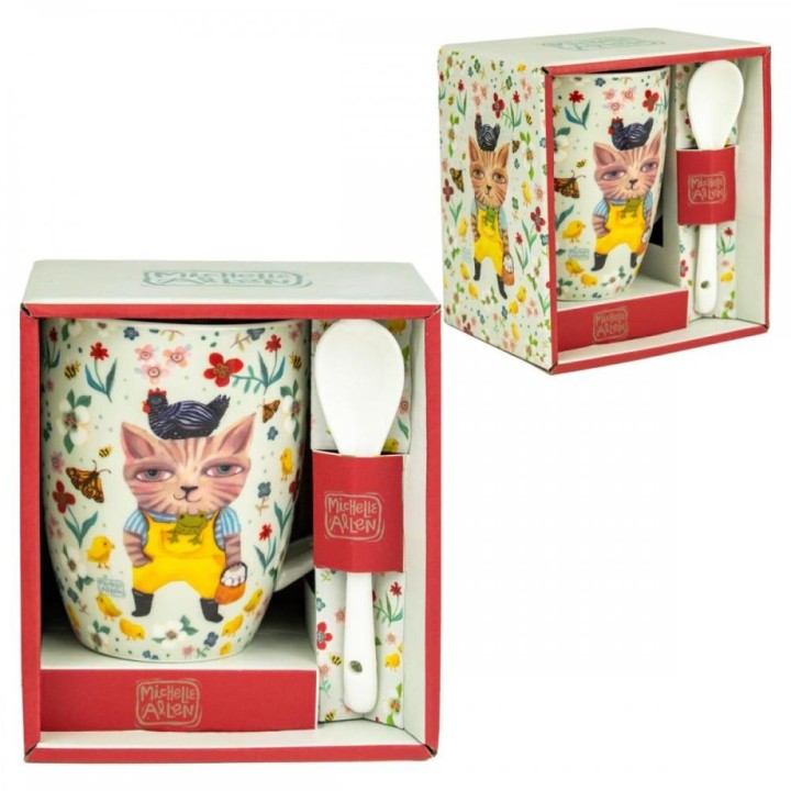 Taza con cuchara enesco el gato