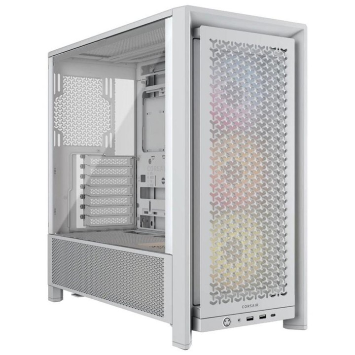 Caja ordenador gaming corsair frame 4000d rs atx argb cristal templado blanca