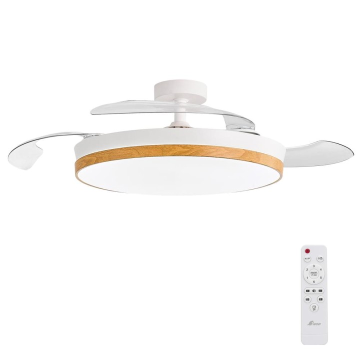 Concept nature ventilador de techo con luz aspas retractiles estilo madera