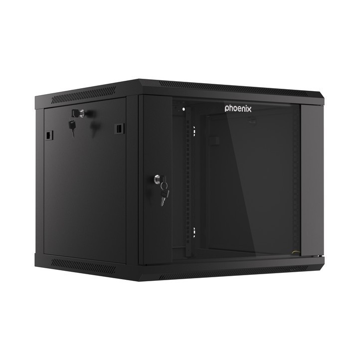 Armario rack phoenix 9u 600x600x501 auto - ensamblado 19'' hasta 60 kg negro