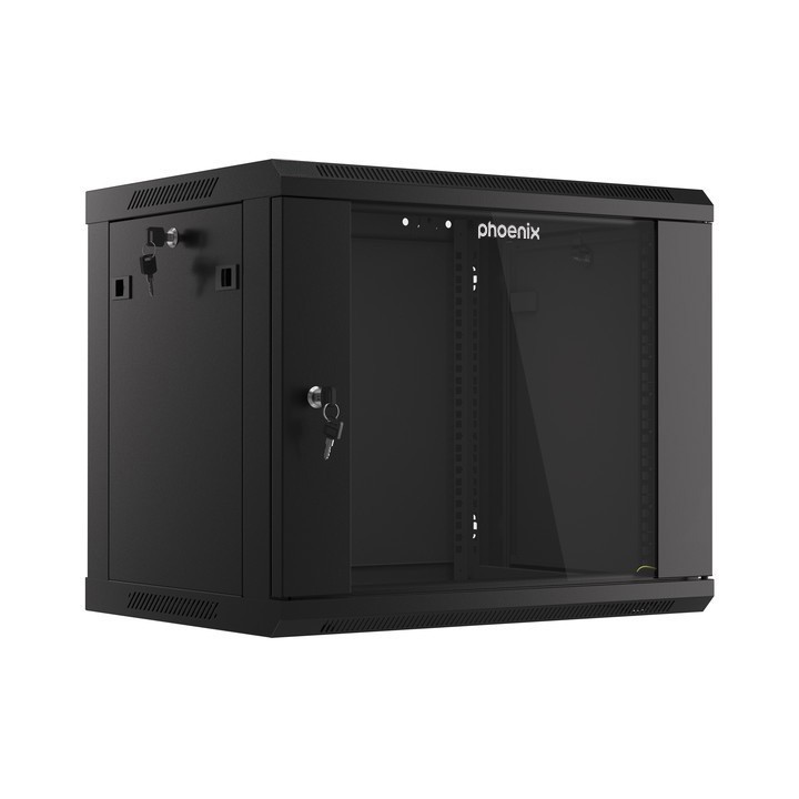 Armario rack phoenix 9u 600x450x501 auto - ensamblado 19'' hasta 60 kg negro