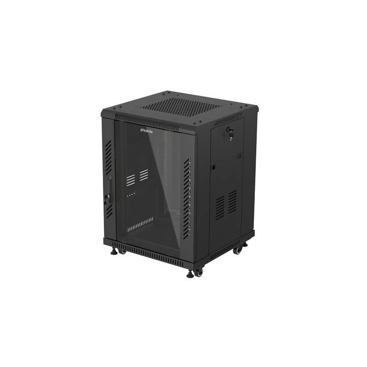 Armario rack phoenix 15u 600x600 de pie servidor 19'' hasta 1000 kg negro