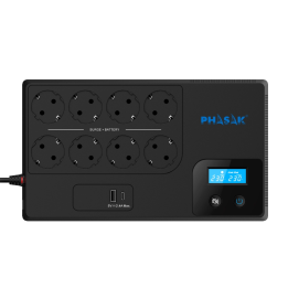 Sai ups phasak 1050va smart home 1kva interactivo avr pantalla lcd carga frontal usb a+c ph 9479