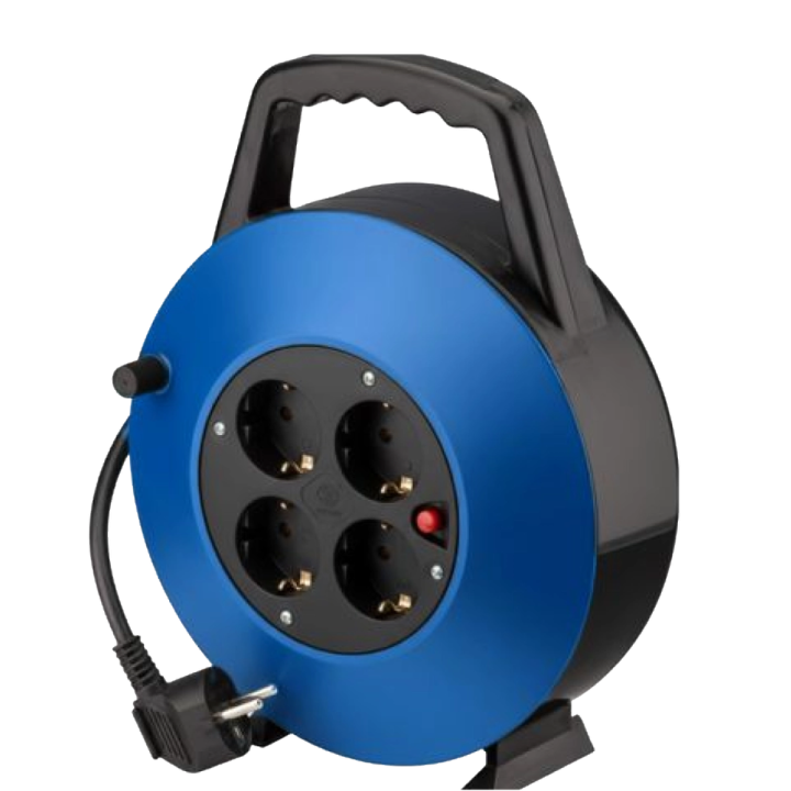 Regleta alargadera phasak 4 tomas schuko con proteccion enrollable 10 metros