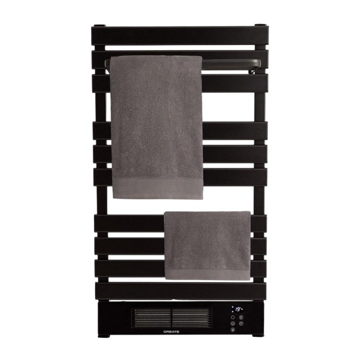 Yoevu - kit radiador toallero 500 | 1500 w mas repisa extra con ganchos - color negro